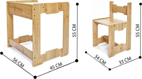Minera Ahşap Çocuk Masa Ve Sandalye Çocuk Çalışma Çocuk Oyun 4-6 Yaş Martı Model - Image 1