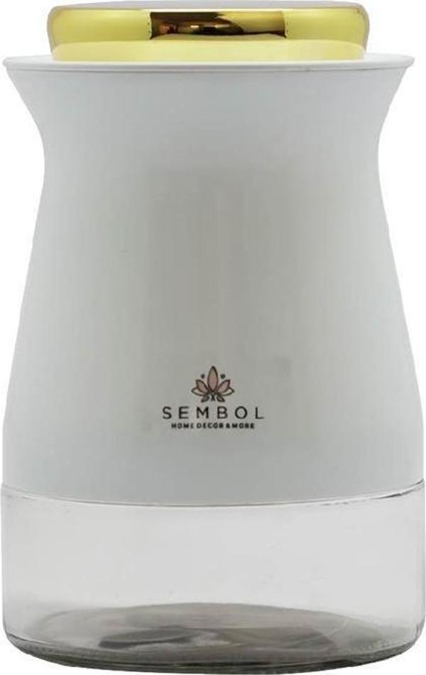 Sembol Silindir 16 cm Kavanoz White-Gold KITCHENART-90 - Image 1