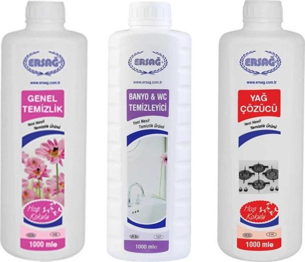 Ersağ Genel Temizlik + Antibakteriyel Banyo & WC Temizleyici + Yağ Çöz 1000 Ml. - Image 1