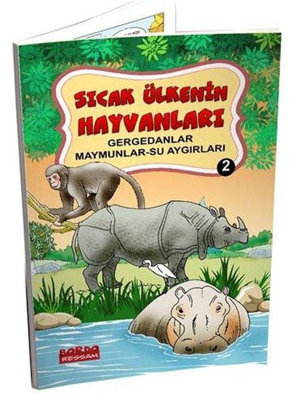 Sıcak Ülkenin Hayvanları 2 - Gergedanlar - Maymunlar - Su Aygırları - Bordo Ressam - Image 1