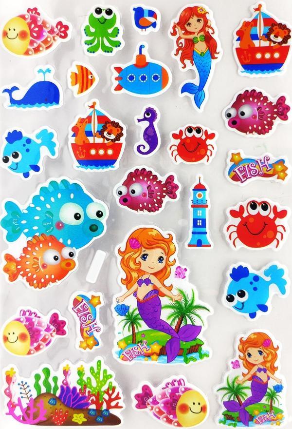 Sticker Kabartmalı A4 boyutunda Stiker Defter, planlayıcı etiket -(Lim010) -  Sevimli Balıklar - Image 1