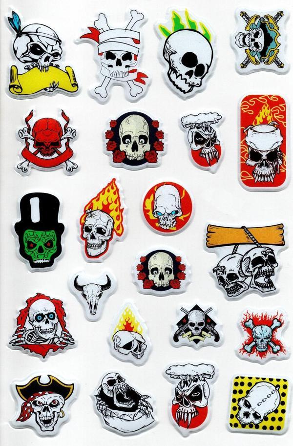 Sticker Kabartmalı A4 boyutunda Stiker Defter, planlayıcı etiket, -(Lim028) - Kurukafa - Image 1