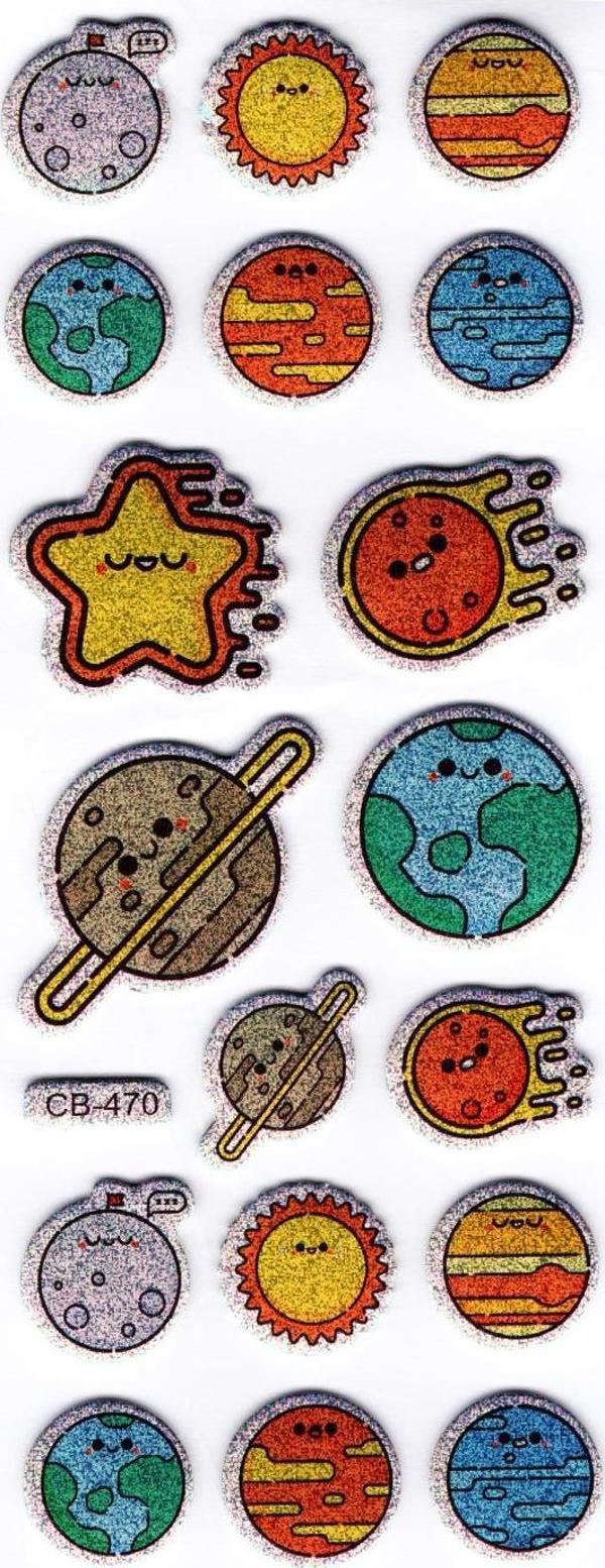 Sticker Kabartmalı Stiker Defter, Planlayıcı Etiket Gezegenler (cb470) 16x7 cm - Image 1