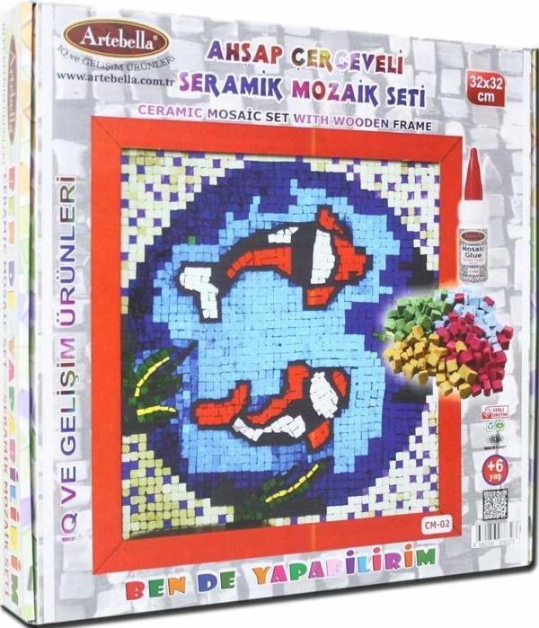 Artebella 02 I Çocuk Ahşap Çerçeveli Seramik Mozaik Set +6 Yaş 32x32 cm - Image 1