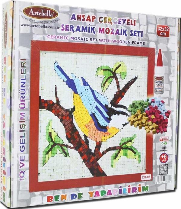 Artebella 06 I Çocuk Ahşap Çerçeveli Seramik Mozaik Set +6 Yaş 32x32 cm - Image 1
