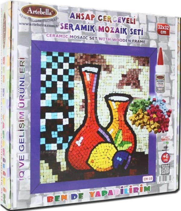 Artebella 10 I Çocuk Ahşap Çerçeveli Seramik Mozaik Set +6 Yaş 32x32 cm - Image 1