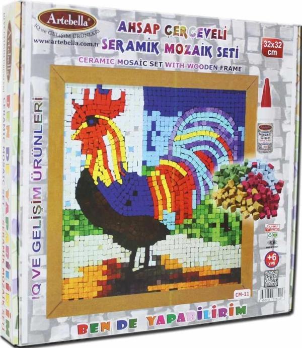 Artebella 11 I Çocuk Ahşap Çerçeveli Seramik Mozaik Set +6 Yaş 32x32 cm - Image 1