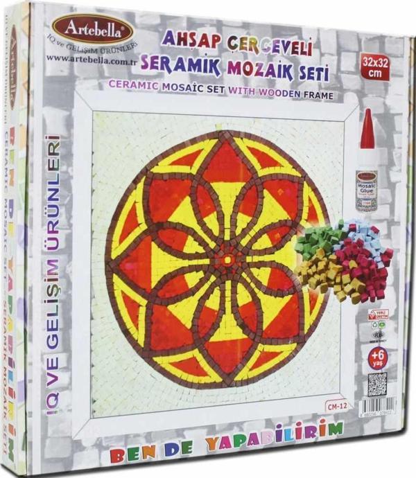 Artebella 12 I Çocuk Ahşap Çerçeveli Seramik Mozaik Set +6 Yaş 32x32 cm - Image 1