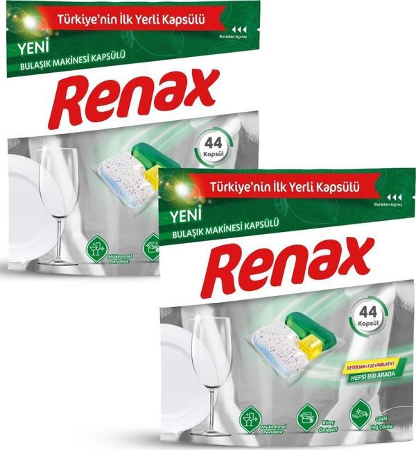 Renax Bulaşık Makinesi Kapsülü Hepsi 1 Arada Kapsül (44X2) 88'li - Image 1
