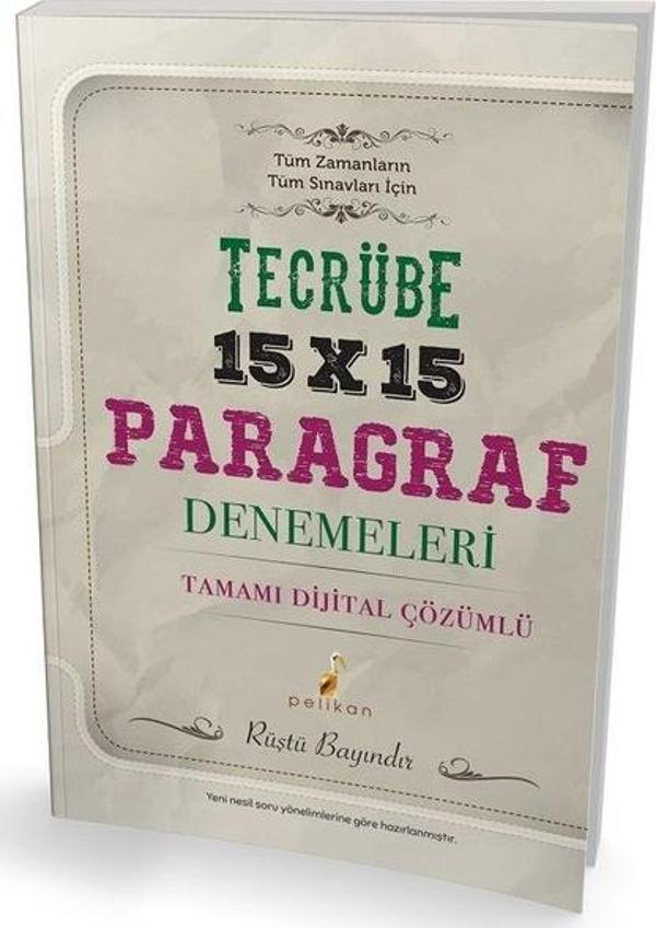 Tecrübe 15x15 Çözümlü Paragraf Denemeleri - Pelikan Yayınları - Image 1