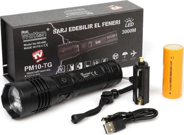 3000 Lümen  Güçlü EL Feneri Watton Wt-600 - Image 1