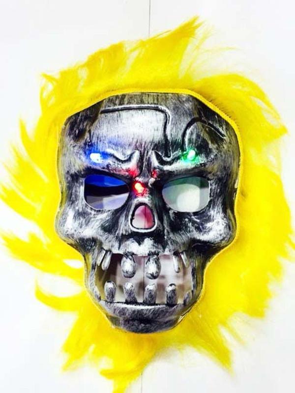 Cadılar Bayramı Halloween Işıklı Kurukafa Maske sarı saçlı - Image 1