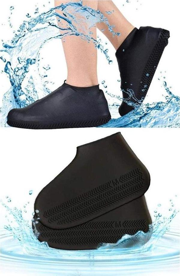Siyah Silikon Yağmur Koruyucu Ayakkabı Kılıfı Kaymaz Su Kir Geçirmez Large (40-46) - Image 1