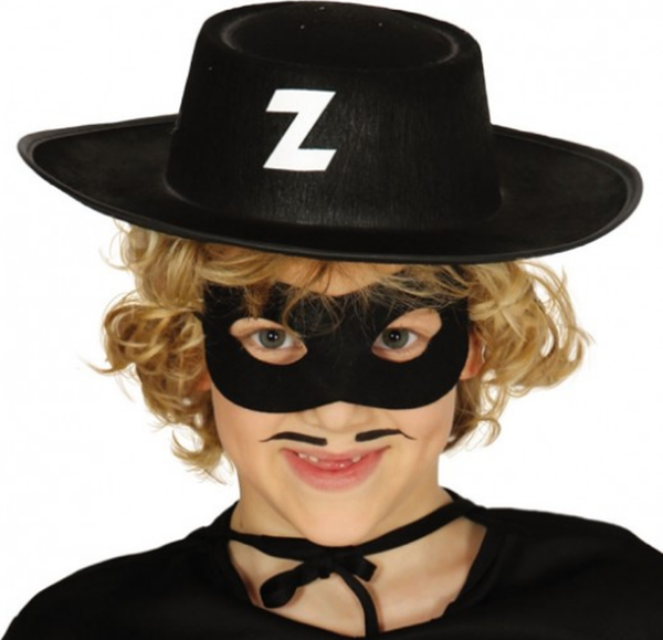 Z Logolu Zorro Şapkası ve Zorro Maskesi Çocuk Boy - Image 1