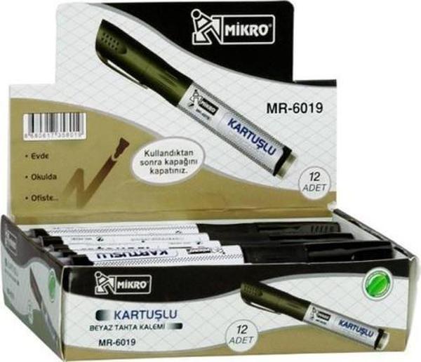 Mikro Kartuşlu Beyaz Tahta Kalemi MR-6019 Siyah 12 Adet - Image 1