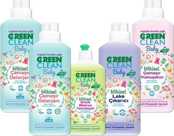 Green Clean Baby Organik Bitkisel Çamaşır Detarjanı*2 + Yumuşatıcı + Leke Çıkarıcı + Emzik Biberon Temizleyici - Image 1