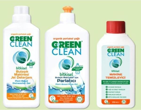 Green Clean Bitkisel Jel Deterjan (1000 Ml) + Parlatıcı (500 Ml) + Makine Temizleyici (250 Ml) - 3'lü Set - Image 1