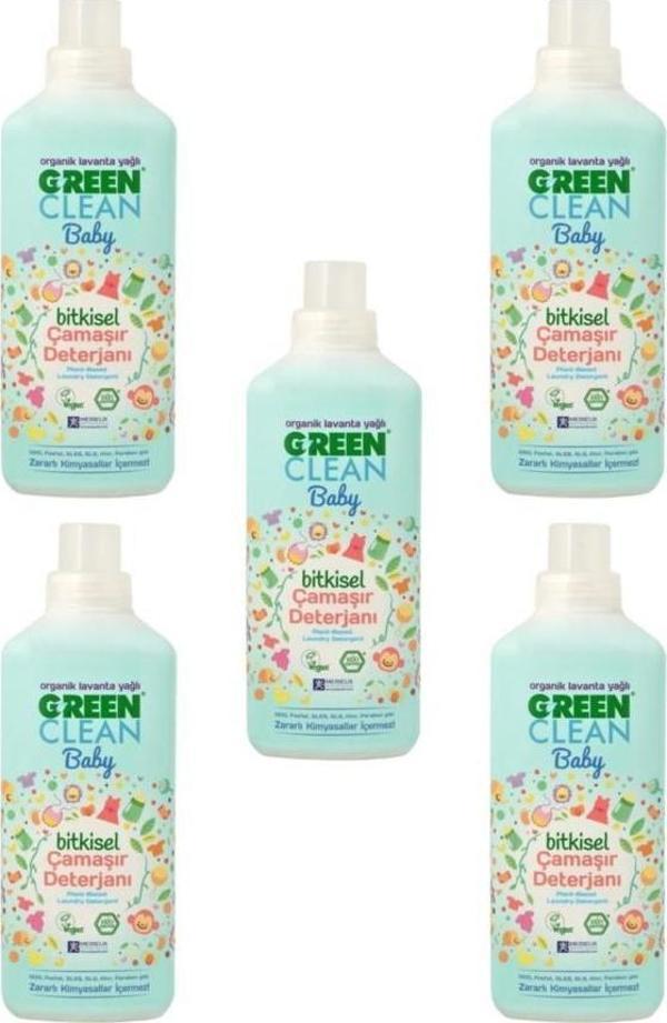 Green Clean Organik Lavanta Yağlı Baby Bitkisel Çamaşır Deterjanı 1000 ml - 5'li - Image 1