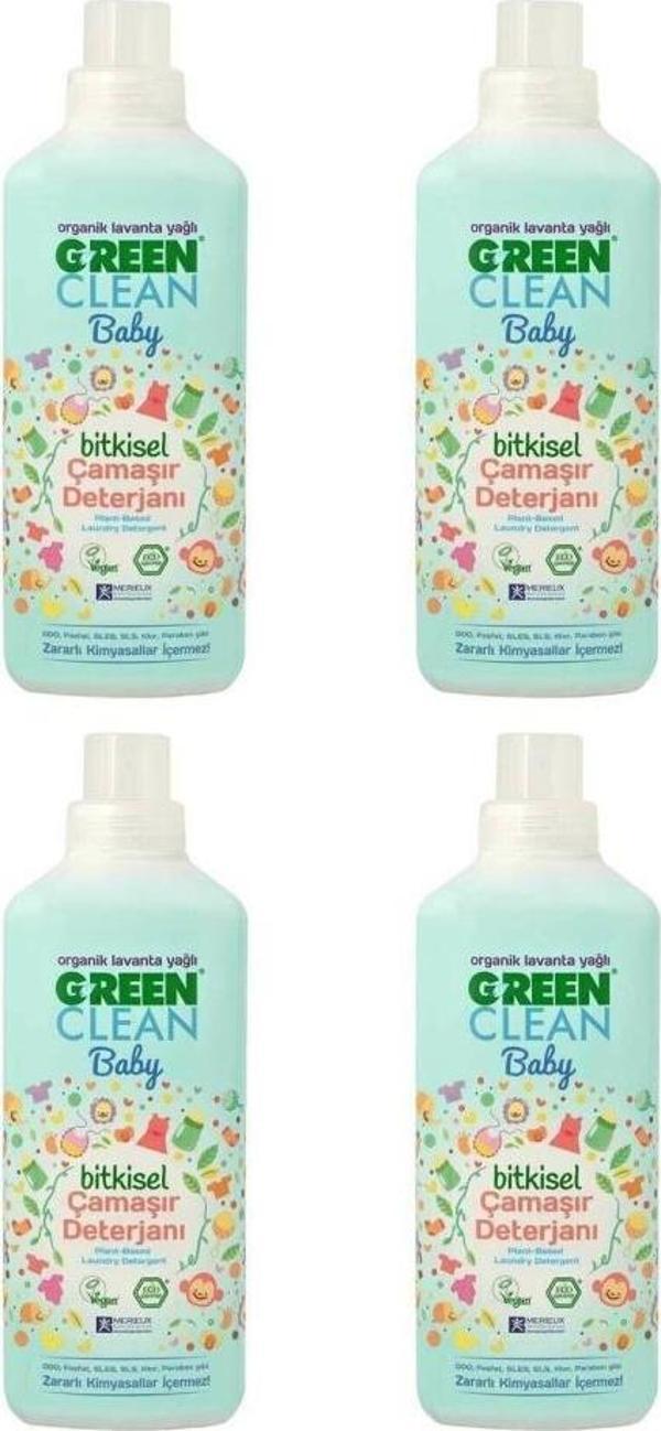 Green Clean Organik Lavanta Yağlı Baby Bitkisel Çamaşır Deterjanı 1000ml 4'lü - Image 1