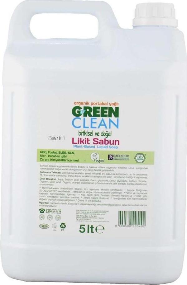 U Green Clean Organik Portakal Yağlı Bitkisel Likit Sabun 5 Lt - Image 1