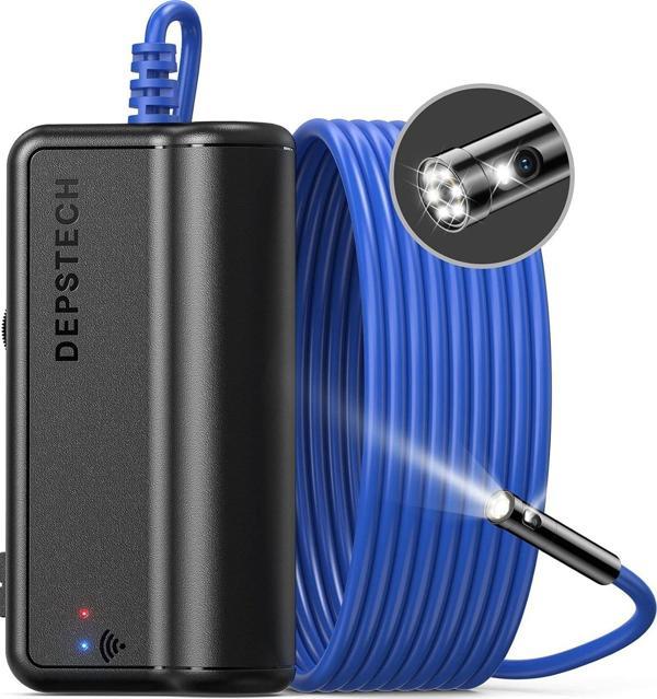 DEPSTECH Çift Lensli Kablosuz Endoskop, 1080P Yılan Kamera Mavi - 5m - Image 1