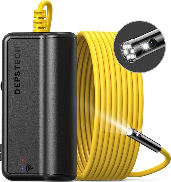 DEPSTECH Çift Lensli Kablosuz Endoskop, 1080P Yılan Kamera Sarı - 5m - Image 1