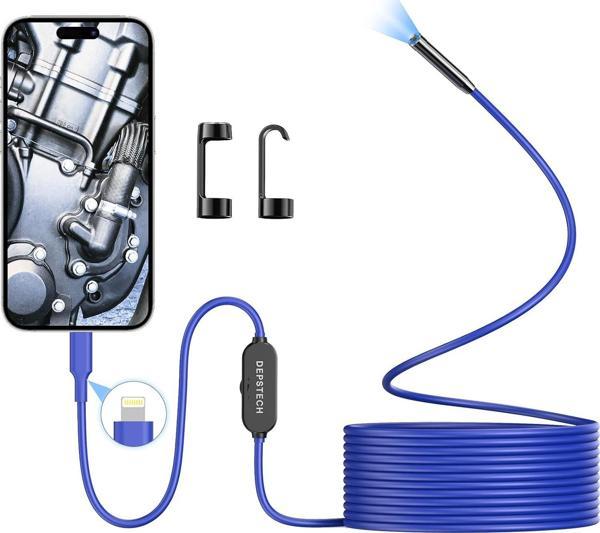 DEPSTECH Işıklı Endoskop Kamerası - 5m Kablo 7mm İnce Prob - Mavi - Image 1