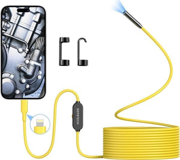 DEPSTECH Işıklı Endoskop Kamerası - 5m Kablo 7mm İnce Prob - Sarı - Image 1