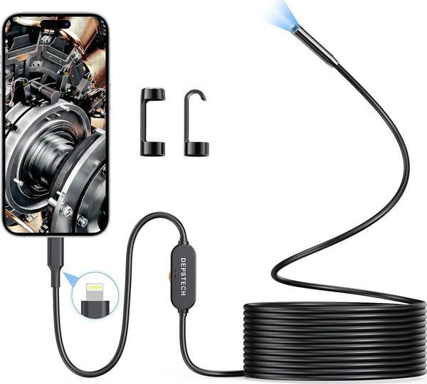 DEPSTECH Işıklı Endoskop Kamerası - 5m Kablo 7mm İnce Prob - Siyah - Image 1