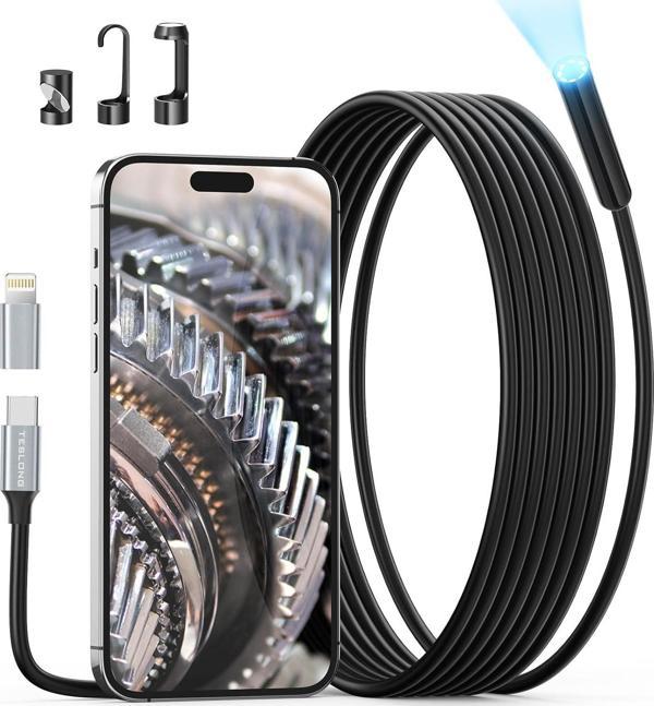 Teslong USB-C Boroskop Muayene Kamerası, 8 LED Işıklı - 3m Kablo - 8.5mm - Image 1