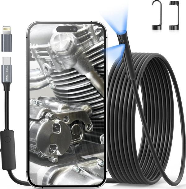 Teslong USB-C Çift Lensli Muayene Kamerası - 8+1 LED Işıklı - 3m Kablo - 8mm - Image 1