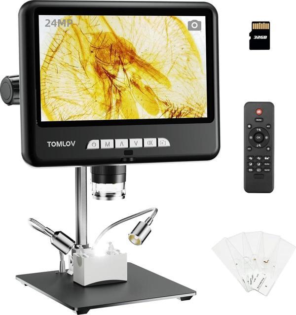 TOMLOV DM401 Pro 2K Dijital Mikroskop 1200x, 7 Inc 24MP HDMI IPS - Image 1