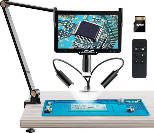 TOMLOV DM501 Pro 2K Esnek Kol Dijital Lehimleme Mikroskobu, 10.1 Inc 48MP - Image 1