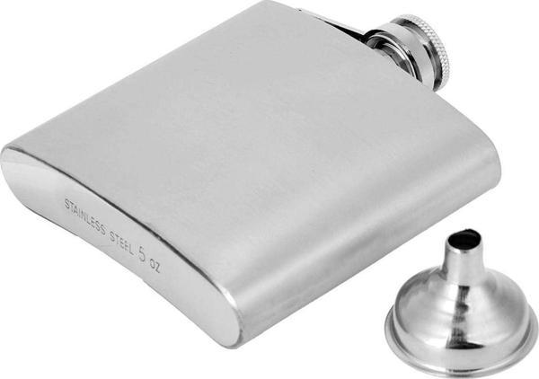 Perlotus 5 Oz- 150 cc Hunili Cep Tipi Vidalı Kapaklı Çelik Viski İçki Matarası - Image 1