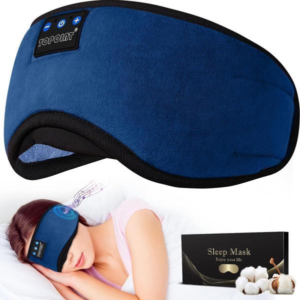 TOPOINT Uyku Kulaklıkları Bluetooth Uyku Maskesi - Lacivert - Image 1