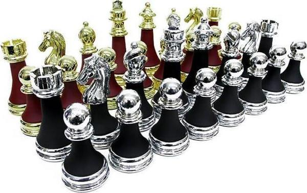 Satranç Taşı Zamak Polyester Bordo Siyah - Image 1