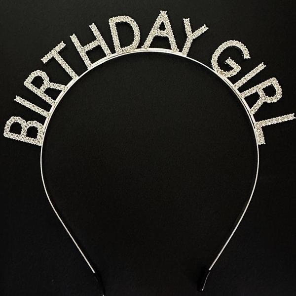 Gümüş Kristal Taşlı Birthday Girl Doğum Günü Tacı İthal Ürün A Kalite 17x16 cm - Image 1