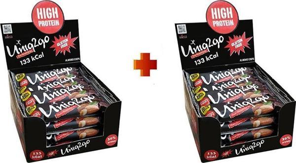 Uniq2Go Power Midi 16lı Kutu 2x Kutu %100 Naturel Badem Parçacıklı Proteinli Bar Kutu Içi Adet 38gr. - Image 1