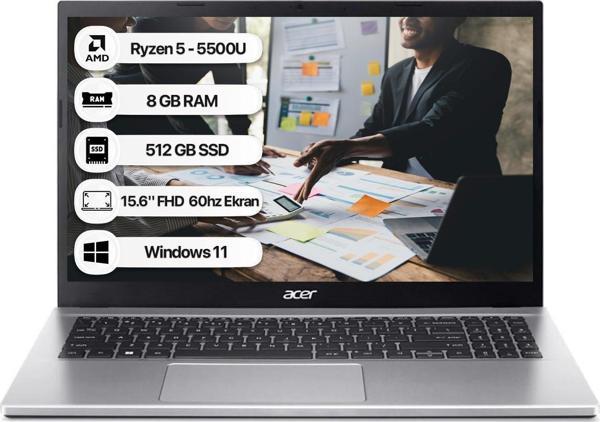 Acer Aspire 3 A315-44P Ryzen 5 5500U 8 GB 512 GB SSD Win11 Home 15.6" FHD 60 Hz Taşınabilir Bilgisayar NX.KSJEY.006 - Image 1