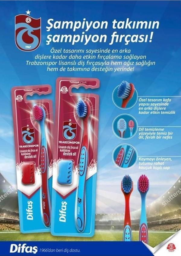 Trabzon Spor Diş Fırçası 2adet Yetişkin 1adet Çocuk - Image 1
