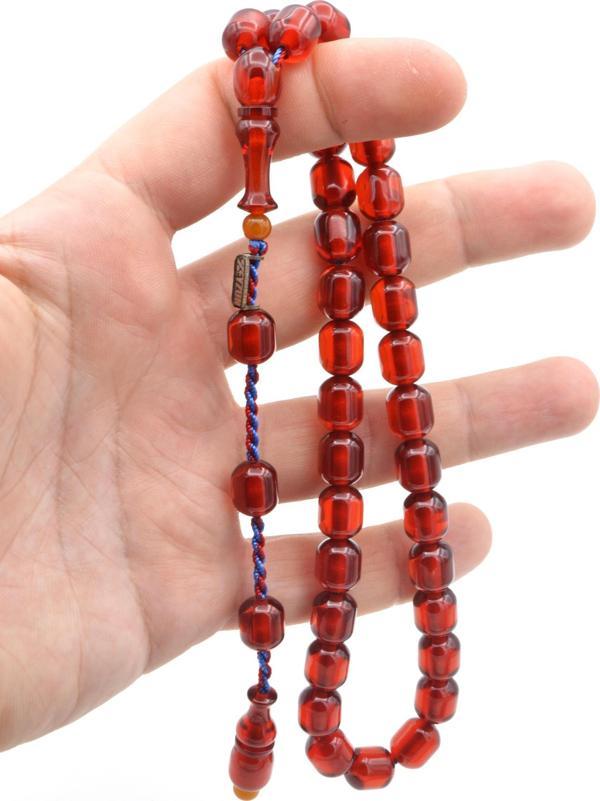 Zeyzun İmzalı Kapsül Kesim Turuncu Sıkma Kehribar Tesbih - Image 1