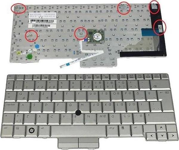 Hp Compaq 2710p, HP EliteBook 2730P Klavye Silver, Gri TR 90.4Y807.S0T, V070130BK2, 20101200203 - Image 1