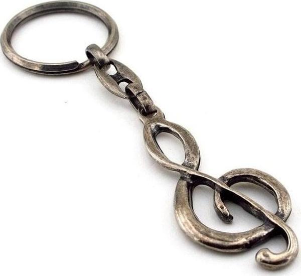 Unisex Müzik Sol Anahtari Antrasit Eskitme Metal Anahtarlik Kc698 - Image 1