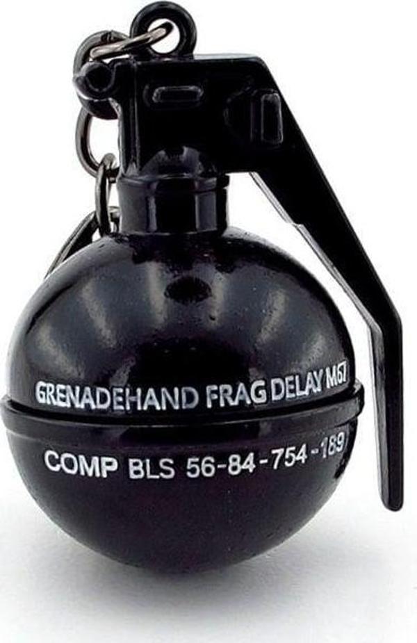 El Bombası Şeklinde Mühimmat Siyah Ağır Metal Anahtarlık Kc020 - Image 1