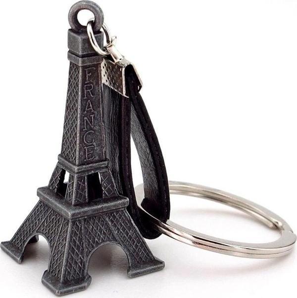 Eyfel Kulesi Paris France Eiffel Antrasit Metal Anahtarlık KC072 - Image 1