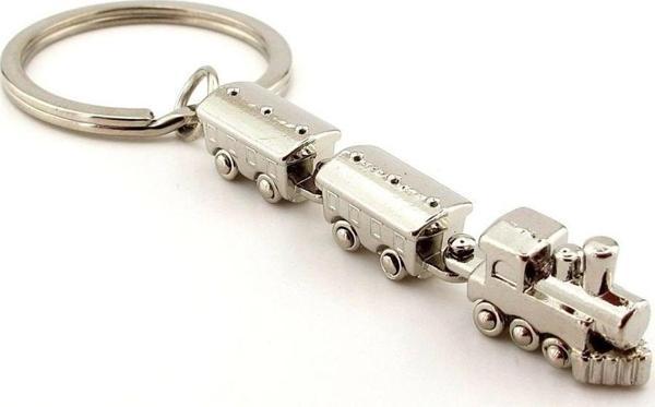 Yolcu Treni İki Vagonlu Lokomotif Ekspress Metal Anahtarlık KC054 - Image 1