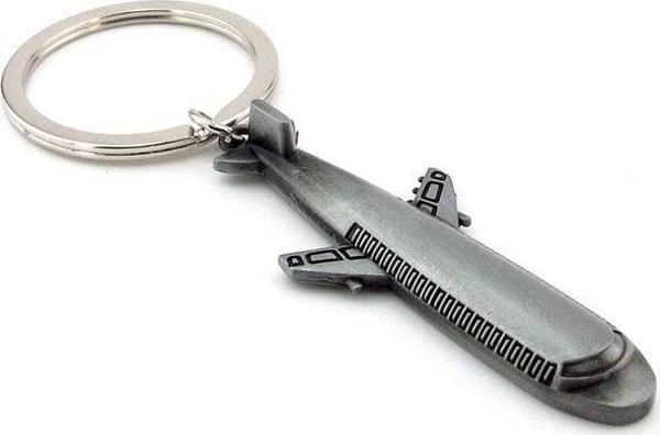 Yolcu Uçağı Şeklinde Antrasit Metal Anahtarlık Kc879 - Image 1