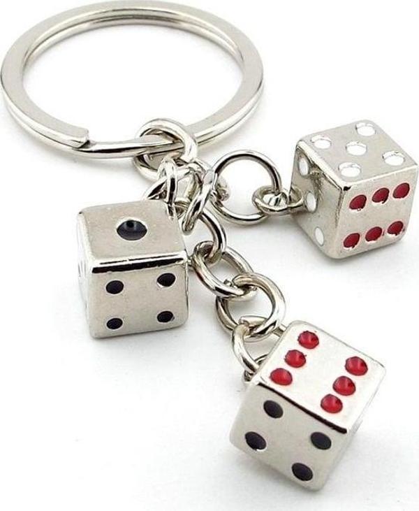 Zar Tavla Casino Şans Sallantılı Üçlü Metal Anahtarlık Kc017 - Image 1