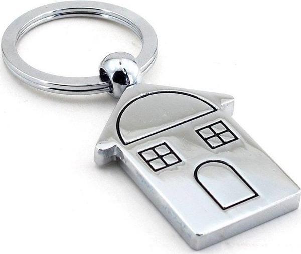 Home Ev Şeklinde Parlak Metal Anahtarlık Kc589 - Image 1
