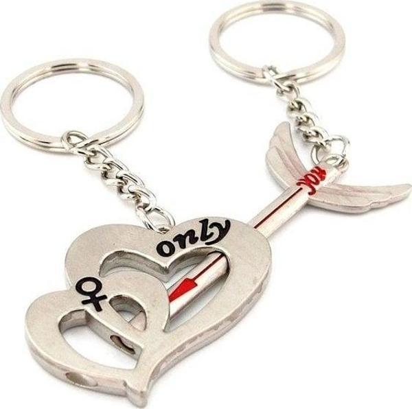 Iç Içe Kalp Ok Metal Anahtarlık Sevgili Ikili Set Kc861 - Image 1